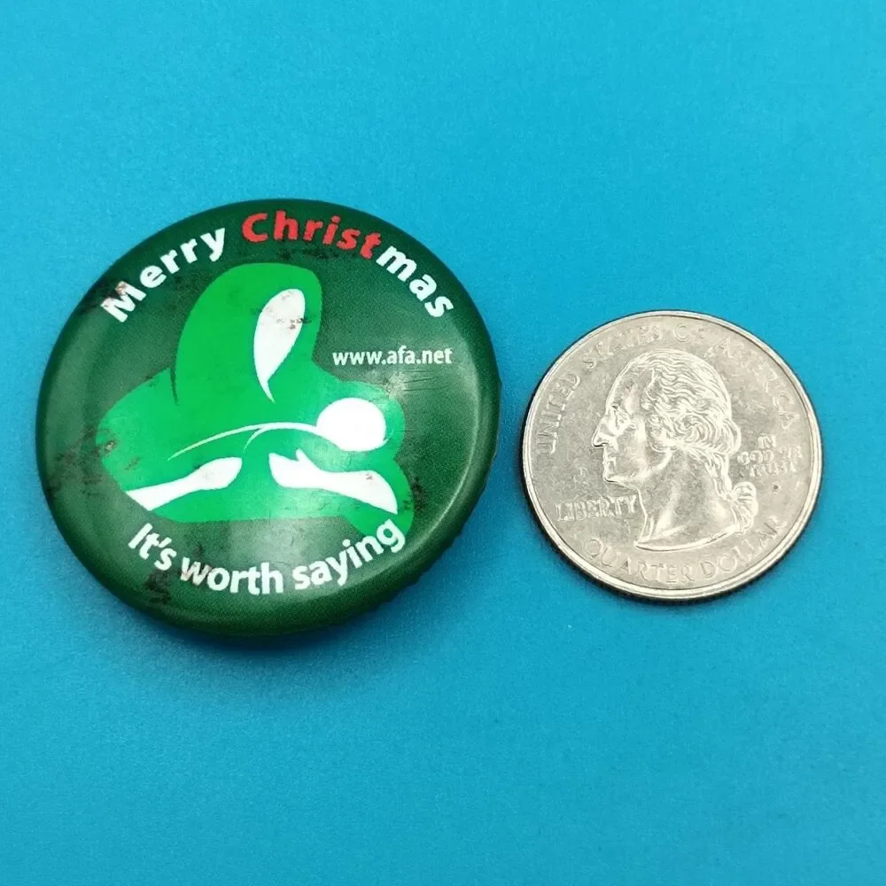 AFA Merry Christmas Its Worth Saying Pinback Button Religious Collectible